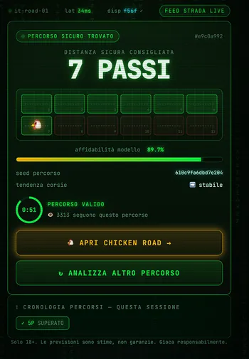 Gioco del Pollo Predictor APK: schermata italiana della simulazione di percorsi